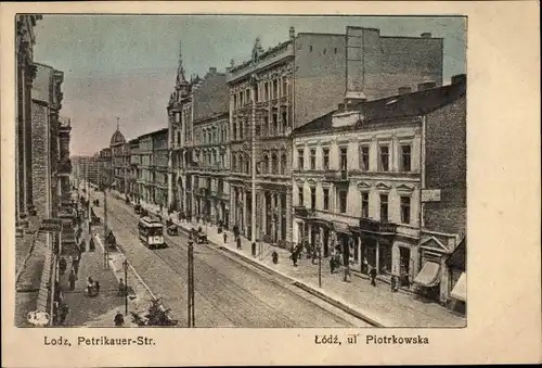 Ak Lodz Lodsch Polen, Petrikauer Straße, Ul. Piotrkowska