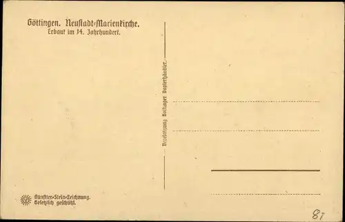 Steindruck Ak Göttingen Neustadt in Niedersachsen, Marienkirche