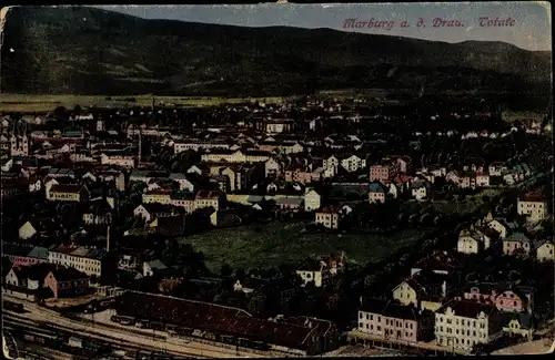 Ak Maribor Marburg Drau Slowenien, Blick auf den Ort, Bahnhof