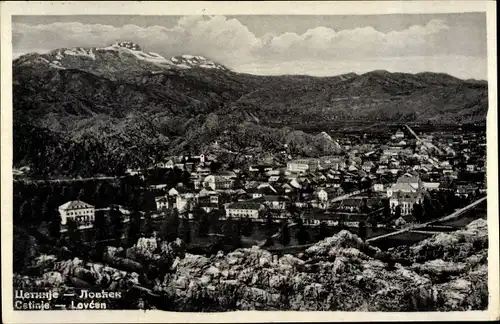 Ak Цетиње Cetinje Montenegro, Blick auf den Ort, Lovcen