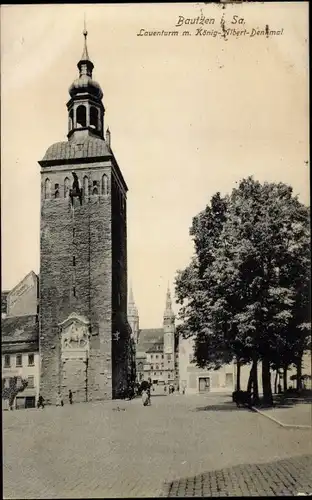 Ak Bautzen in der Oberlausitz, Lauenturm, König Albert Denkmal