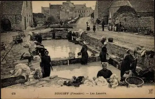 Ak Roscoff Finistère, Les lavoirs, Wäscherinnen