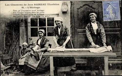 Ak Les Chansons de Jean Rameau Illustrees, l'Heritage, Schneiderinnen