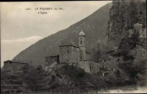 Ak Le Figaret Alpes Maritimes, L'Eglise