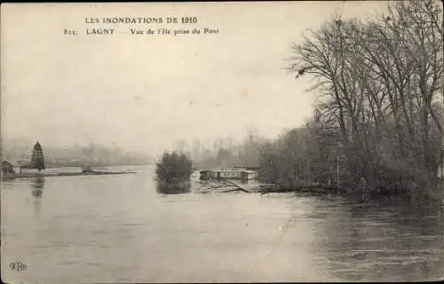 Ak Lagny Seine et Marne, Vue de l'ile prise du Pont