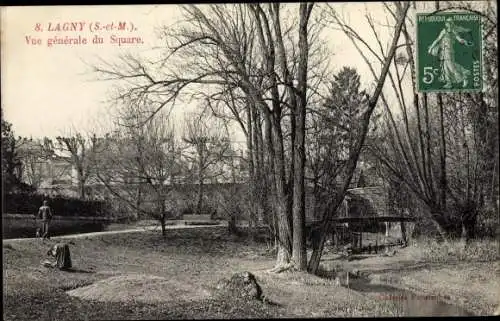 Ak Lagny Seine et Marne, Vue Générale du Square