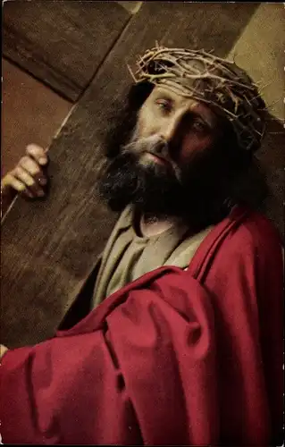 Ak Oberammergau in Oberbayern, Passionsspiele 1922, Jesus kreuztragend, Darsteller Anton Lang