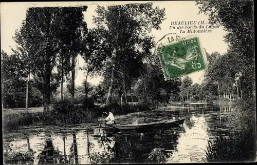 Ak Beaulieu sur Layon Maine et Loire, Un des bords du Layon, La Mulonnière