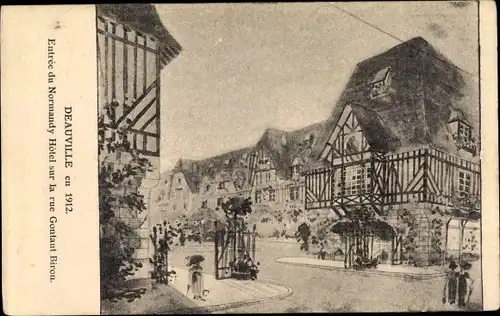 Ak Deauville Calvados, Entree du Normandy Hotel sur la rue Gontaut Biron