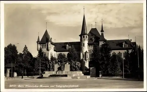 Ak Bern Stadt Schweiz, Historisches Museum und Telegraphendenkmal