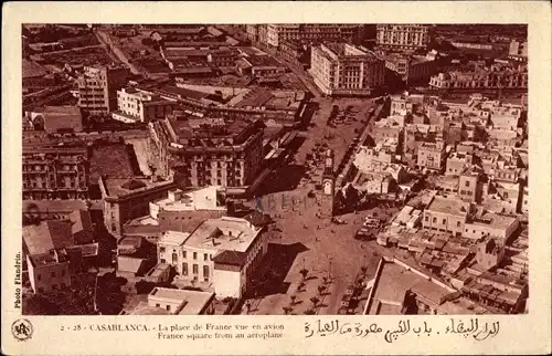 Ak Casablanca Marokko, La Place de France vue en avion