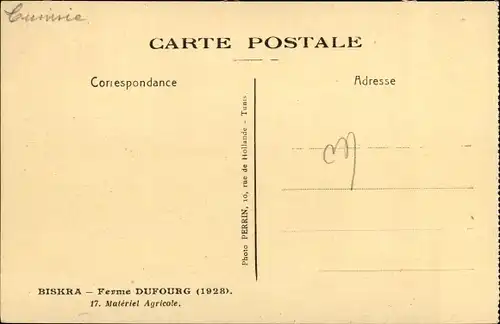 Ak Biskra Algerien, Materiel Agricol