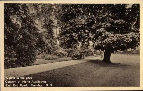 Ak Finchley London, A Path in the park, Convent of Marie Auxiliatrice