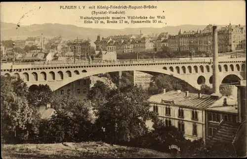 Ak Plauen im Vogtland, König Friedrich August Brücke, Syratal Viadukt