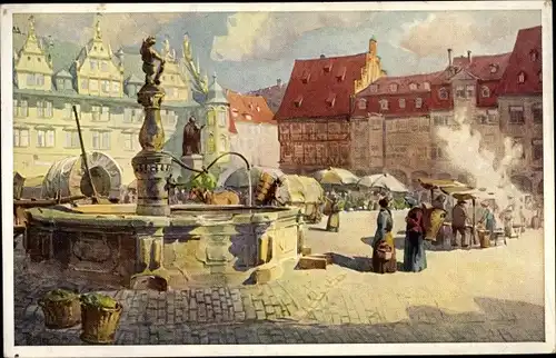 Künstler Ak Müller, Anton, Coburg in Oberfranken, Marktplatz