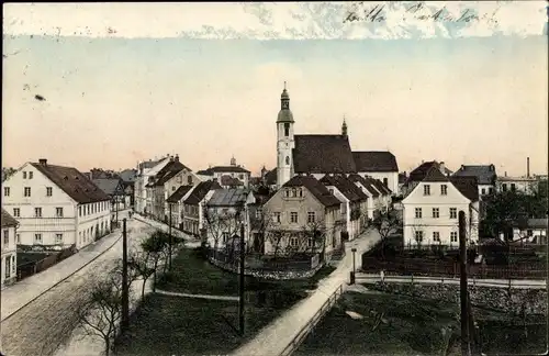 Ak Ostritz in Sachsen, Blick auf den Ort, Kirche