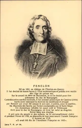 Künstler Ak François Fénelon, Erzbischof, Portrait