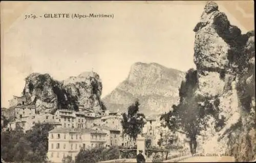 Ak Gilette Alpes-Maritimes, Blick auf den Ort