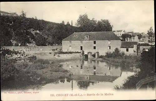 Ak Cholet Maine et Loire, Bords de la Moine