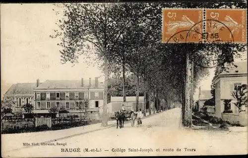Ak Baugé Maine et Loire, Collège Saint Joseph et route de Tours