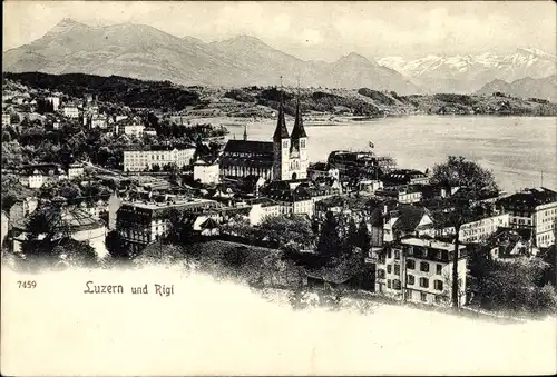 Ak Luzern Stadt Schweiz, Panorama vom Ort mit Rigi