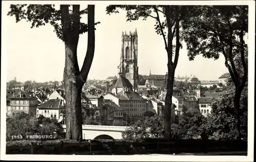Ak Fribourg Freiburg Stadt Schweiz, Blick auf den Ort
