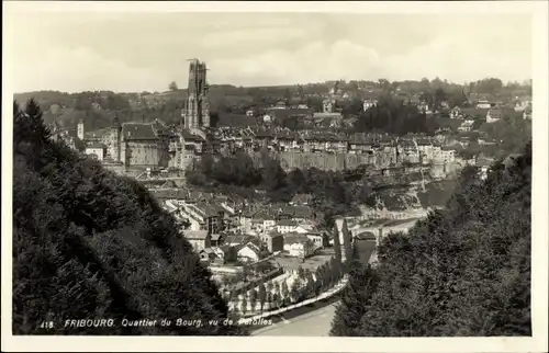 Ak Fribourg Freiburg Stadt Schweiz, Quartier du Bourg, vu de Petolles