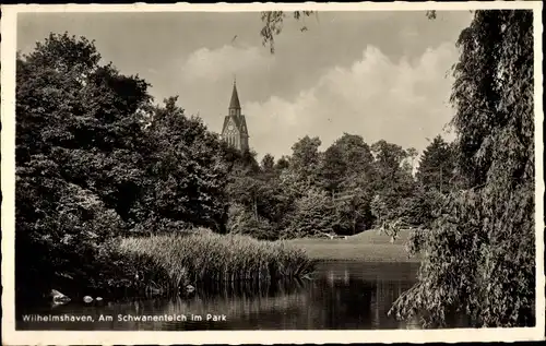 Ak Wilhelmshaven in Niedersachsen, Am Schwanenteich im Park