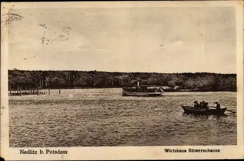 Ak Nedlitz Potsdam in Brandenburg, Bootspartie, Wirtshaus Römerschanze