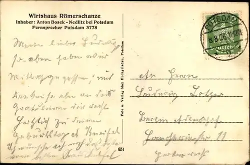Ak Nedlitz Potsdam in Brandenburg, Bootspartie, Wirtshaus Römerschanze