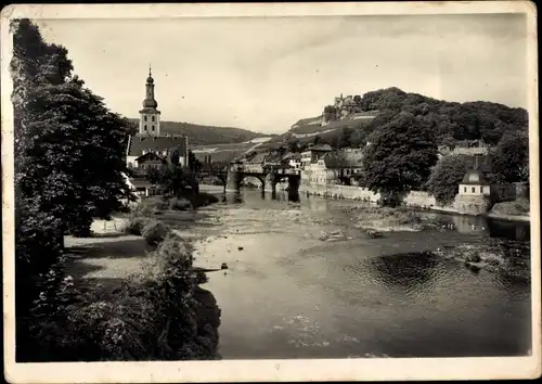 Ak Bad Kreuznach in Rheinland Pfalz, Brücke über die Nahe und die Kauzenburg