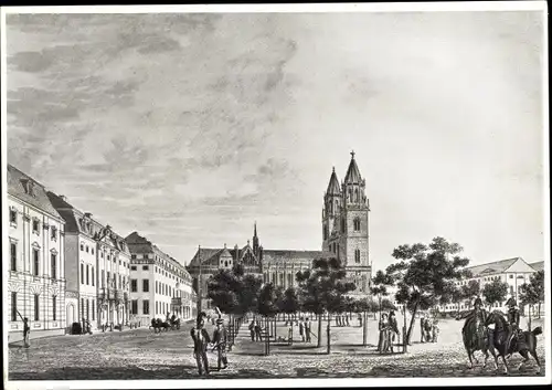 Künstler Ak Behrendsen, Friedrich Wilhelm, Magdeburg an der Elbe, Domplatz um 1820