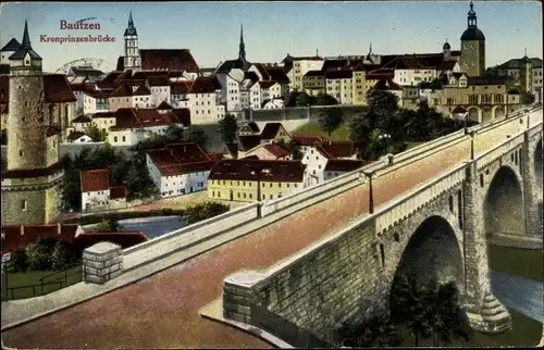 Ak Bautzen in der Oberlausitz, Kronprinzenbrücke