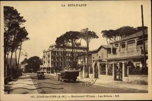 Ak Juan les Pins Alpes Maritimes, Boulevard Wilson, les Hotels