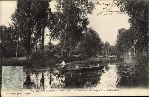 Ak Beaulieu sur Layon Maine et Loire, Les Bords du Layon à la Mulonnière