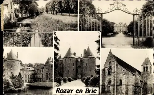 Ak Rozay en Brie Seine et Marne, Schloss, Kirche