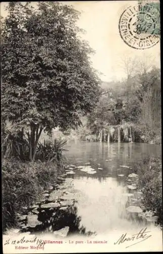 Ak Villennes sur Seine Yvelines, Le parc, La cascade