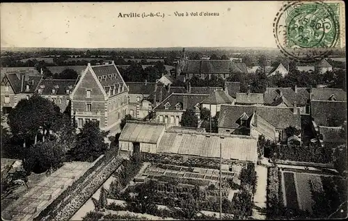 Ak Arville Loir et Cher, Vue à vol d'oiseau