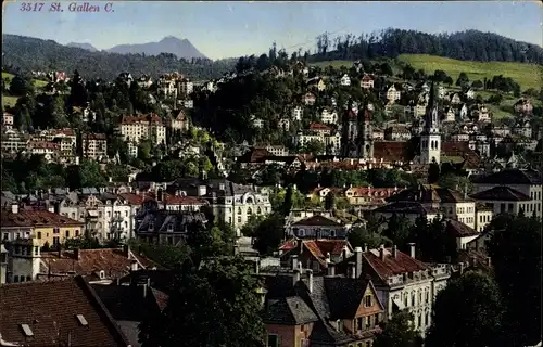 Ak Sankt Gallen Stadt Schweiz, Panorama vom Ort, color