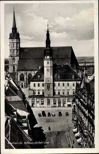 Ak Bautzen in der Oberlausitz, Rathaus und St. Petri Dom
