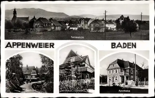 Ak Appenweier in Baden Schwarzwald, Apotheke, Landhaus Daheim, Dorfidyll, Teilansicht