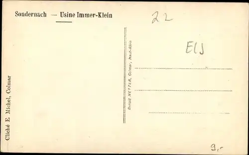 Ak Sondernach Elsass Haut Rhin, Usine Immer Klein