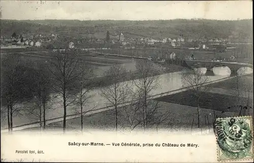 Ak Saacy sur Marne Seine et Marne, Vue générale, prise du Chateau de Mery