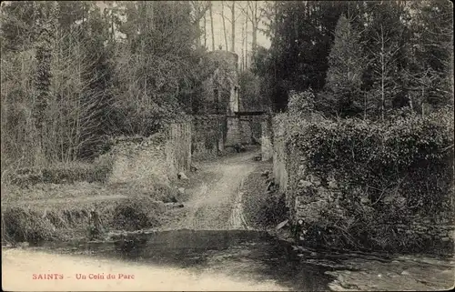 Ak Beautheil Saints Seine et Marne, Un Coin du Parc