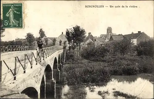 Ak Soignolles en Brie Seine et Marne, Un coin de la riviere