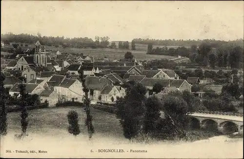 Ak Soignolles en Brie Seine et Marne, Blick auf den Ort