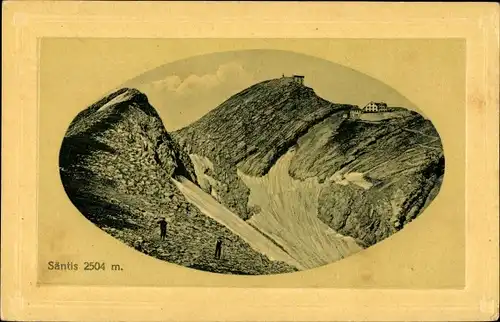 Präge Passepartout Ak Halbkanton Appenzell Außerrhoden, Berg Säntis