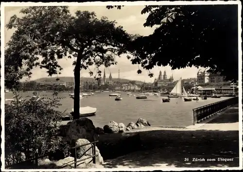 Ak Zürich Stadt Schweiz, Stadt vom Utoquai aus gesehen