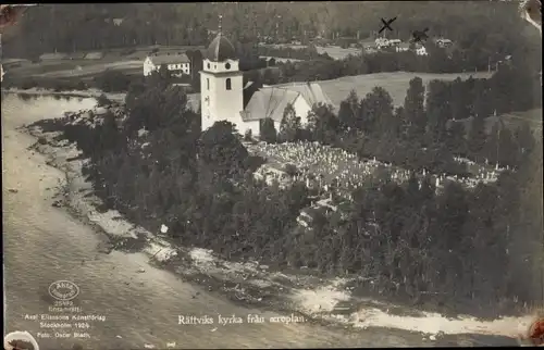 Ak Rättvik Schweden, Kyrka fran aeroplan