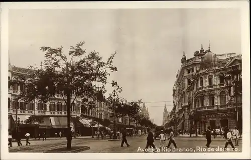 Ak Rio de Janeiro Brasilien, Avenida Rio Branco, Café